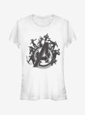 Marvel Avengers Endgame Flying Heroes Girls White T-Shirt | Premium Unisex T-Shirt, Trending Graphic Tee
