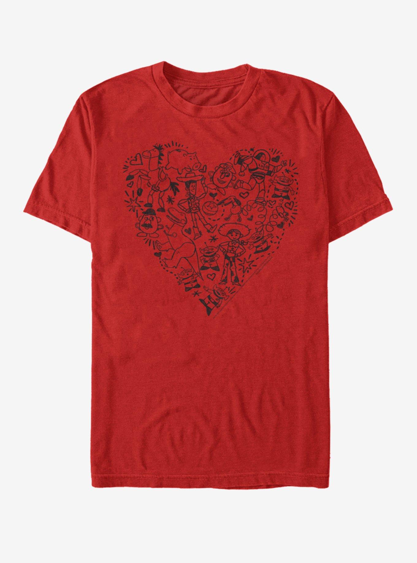 Disney Pixar Toy Story Group Doodle Heart T-Shirt | Premium Unisex T-Shirt, Trending Graphic Tee