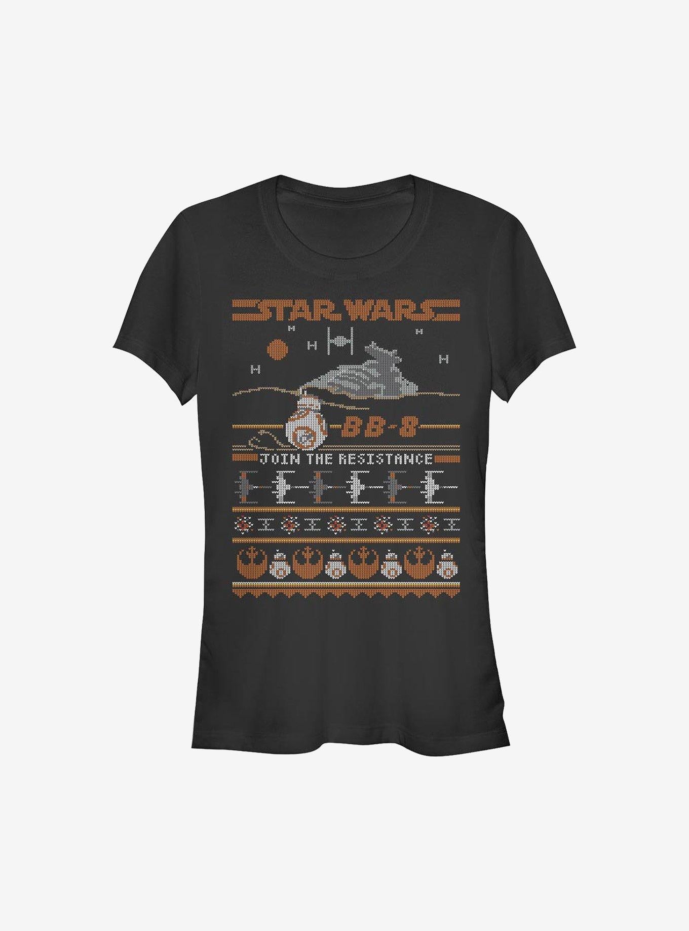 Star Wars BB-8 Resistance Ugly Christmas Pattern Sweater Girls T-Shirt T-Shirt | Viral Style | Top Pick For Fans