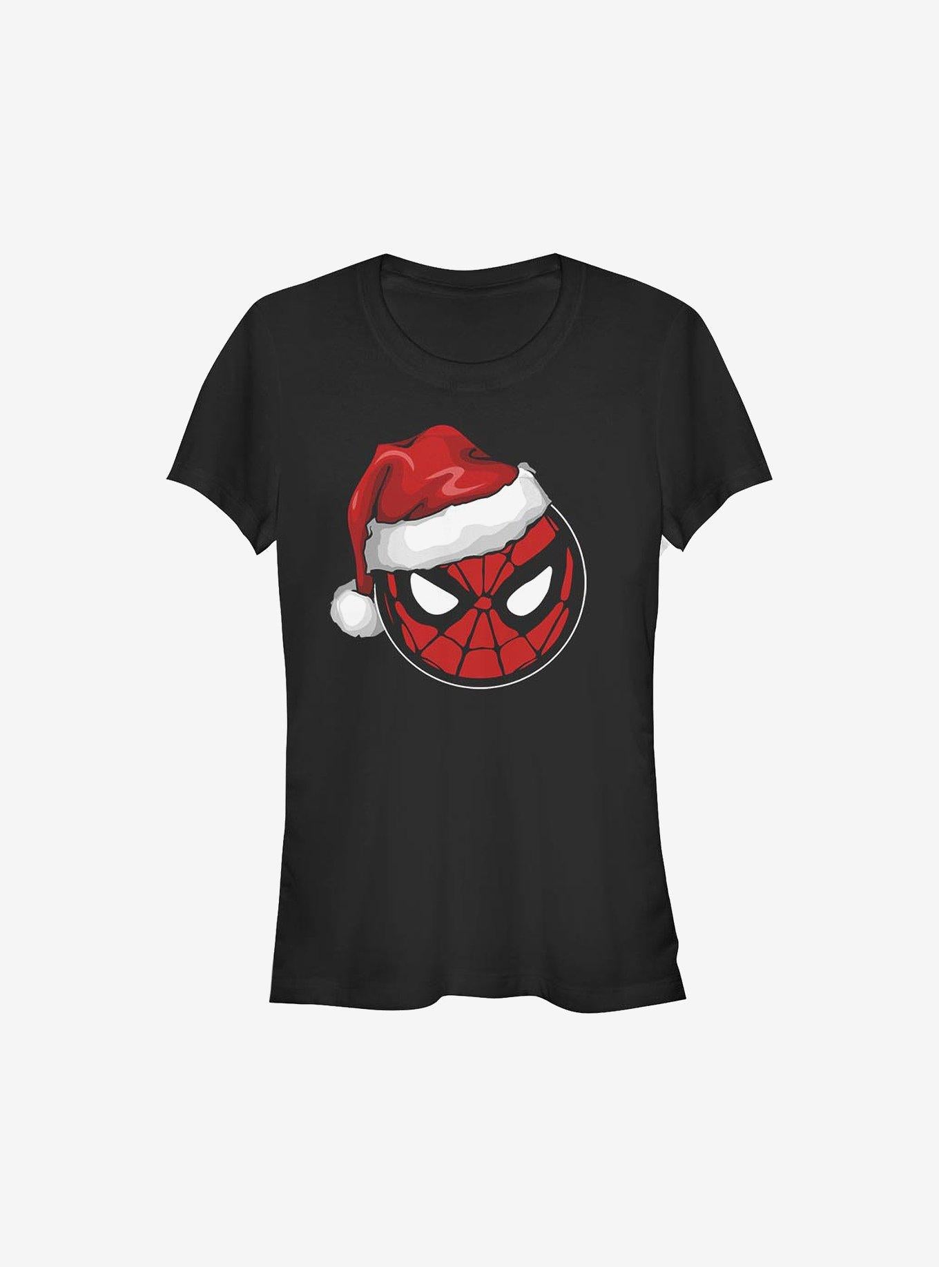 Marvel Spider-Man Spidey Santa Hat Christmas Girls T-Shirt T-Shirt | Aesthetic Graphic | Top Pick For Fans