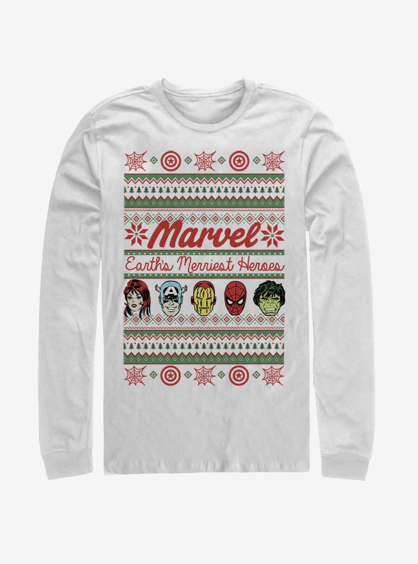 Marvel Avengers Merriest Heroes Ugly Christmas Long-Sleeve T-Shirt T-Shirt | Streetwear Vibe | High Demand Item