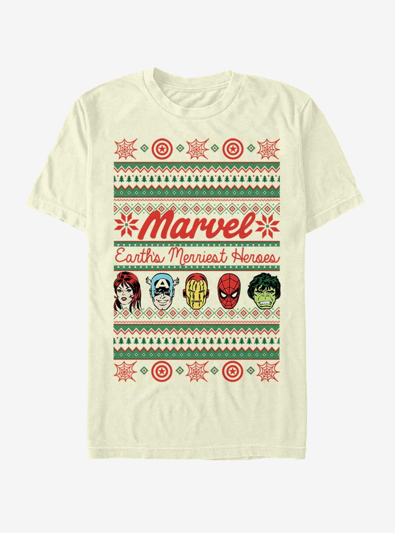 Marvel Avengers Merriest Heroes Ugly Christmas T-Shirt T-Shirt | High-Quality Print | High Demand Item