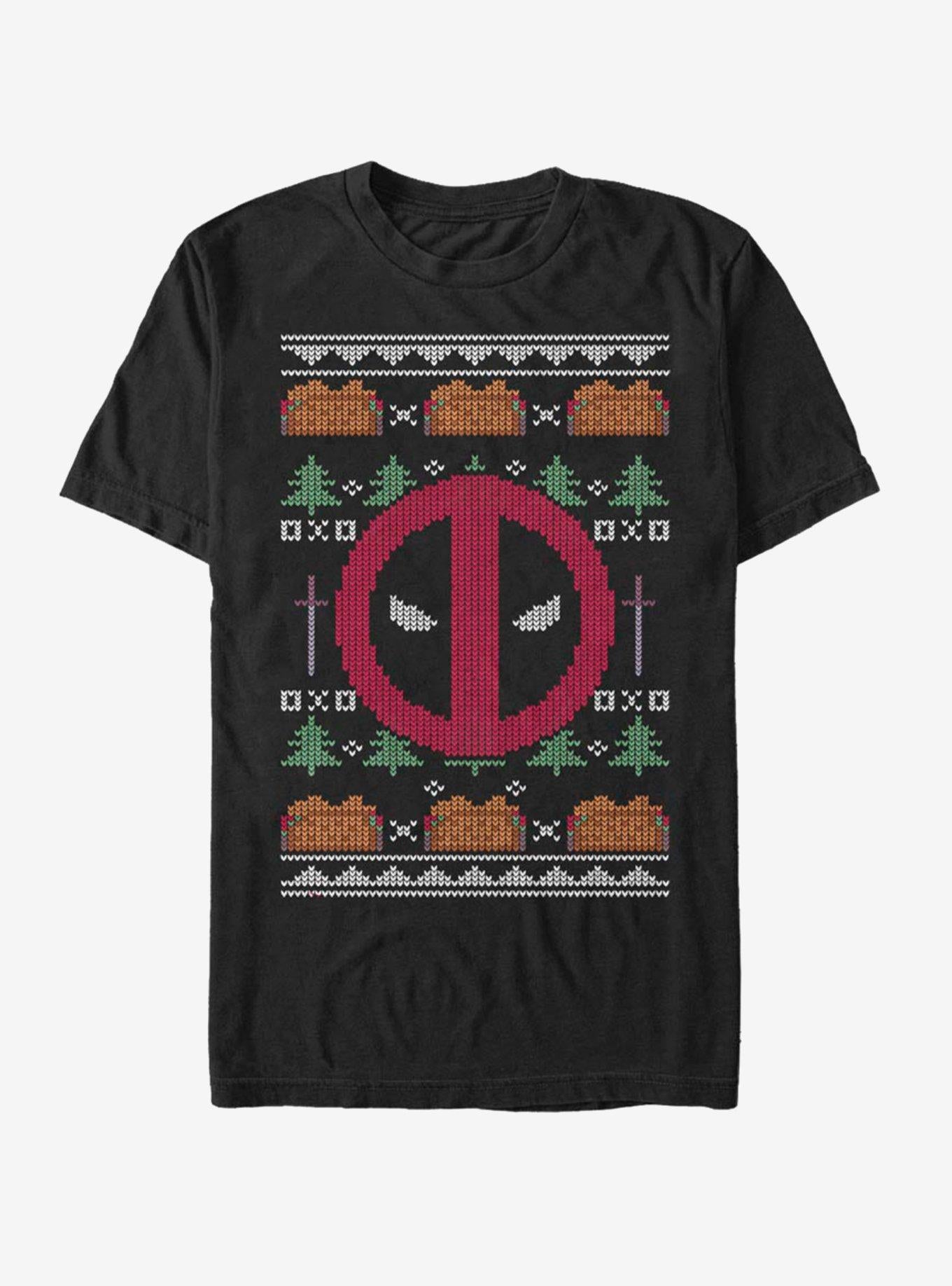 Marvel Deadpool Face Ugly Christmas T-Shirt T-Shirt | Aesthetic Graphic | Great Gift Idea