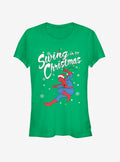 Marvel Spider-Man Swinging Spidey Christmas Girls T-Shirt