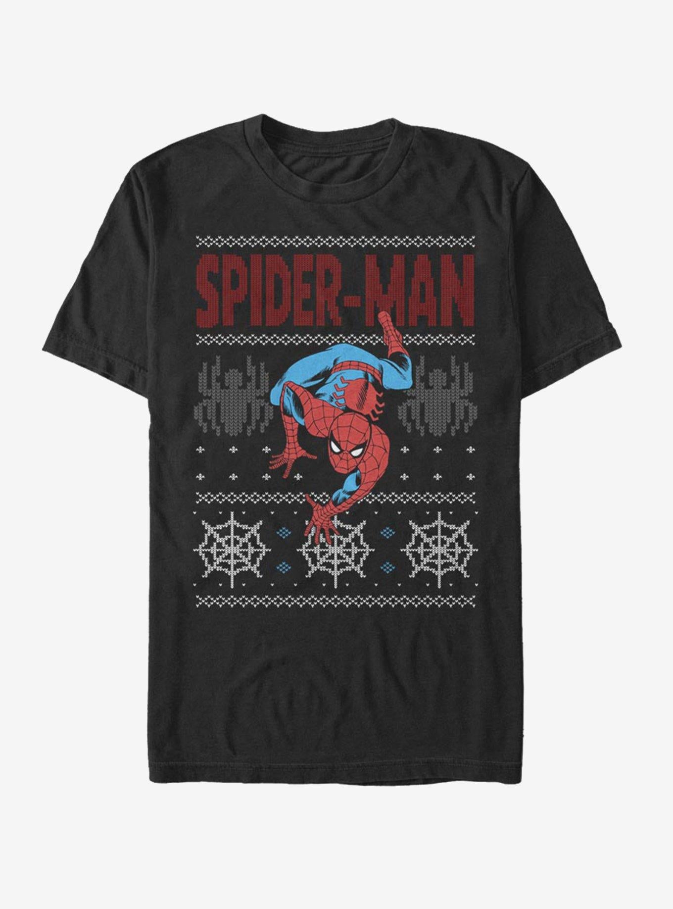 Marvel Spider-man Ugly Spidey Christmas Sweater T-shirt | Trendy Graphic Tee | Casual Unisex T-shirt