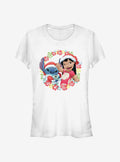 Disney Lilo & Stitch Christmas Hawaiian Floral Wreath Girls T-Shirt
