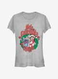 Disney Lilo Stitch Christmas Wreath Girls T-Shirt T-Shirt | Exclusive Art Design | Must-Have Style
