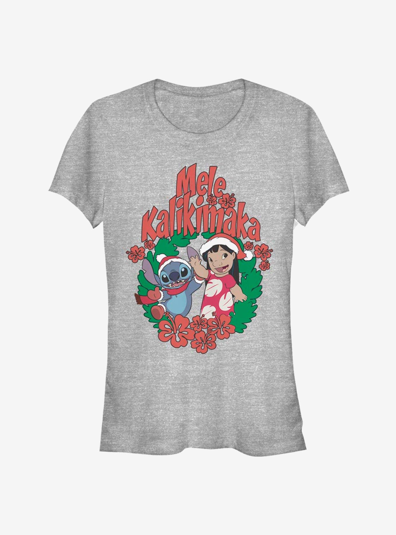 Disney Lilo Stitch Christmas Wreath Girls T-Shirt T-Shirt | Trending Design | Perfect For Daily Wear