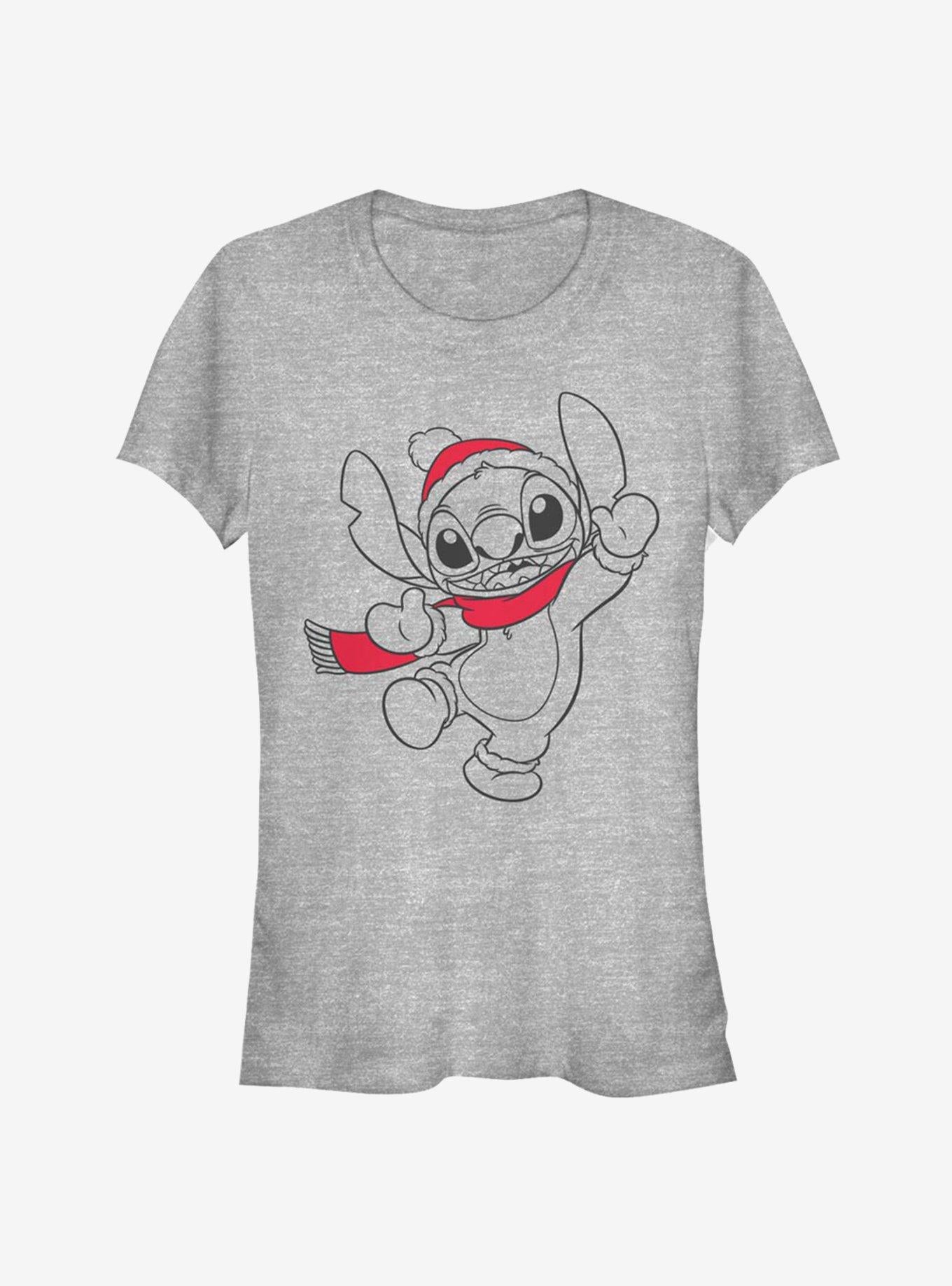 Disney Lilo Stitch Christmas Stitch Outline Girls T-Shirt T-Shirt | Trending Streetwear Style | High Demand Item