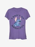 Disney Lilo Stitch Don't Do Mornings Girls T-Shirt T-Shirt | Bold Graphic Edition | Must-Have Style