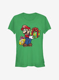 Nintendo Mario Christmas Present Girls T-Shirt T-Shirt | Aesthetic Graphic | High Demand Item