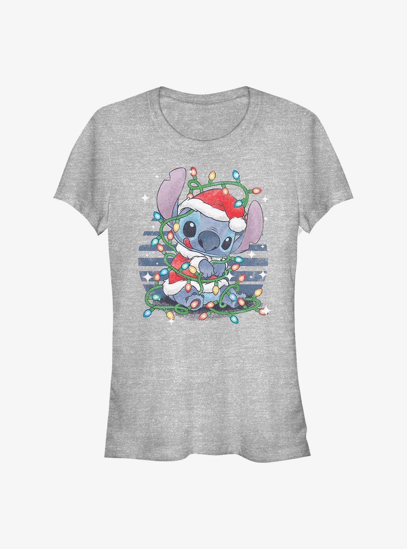 Disney Lilo Stitch Holiday Lights Girls T-Shirt T-Shirt | Fan Favorite Style | Trending Now