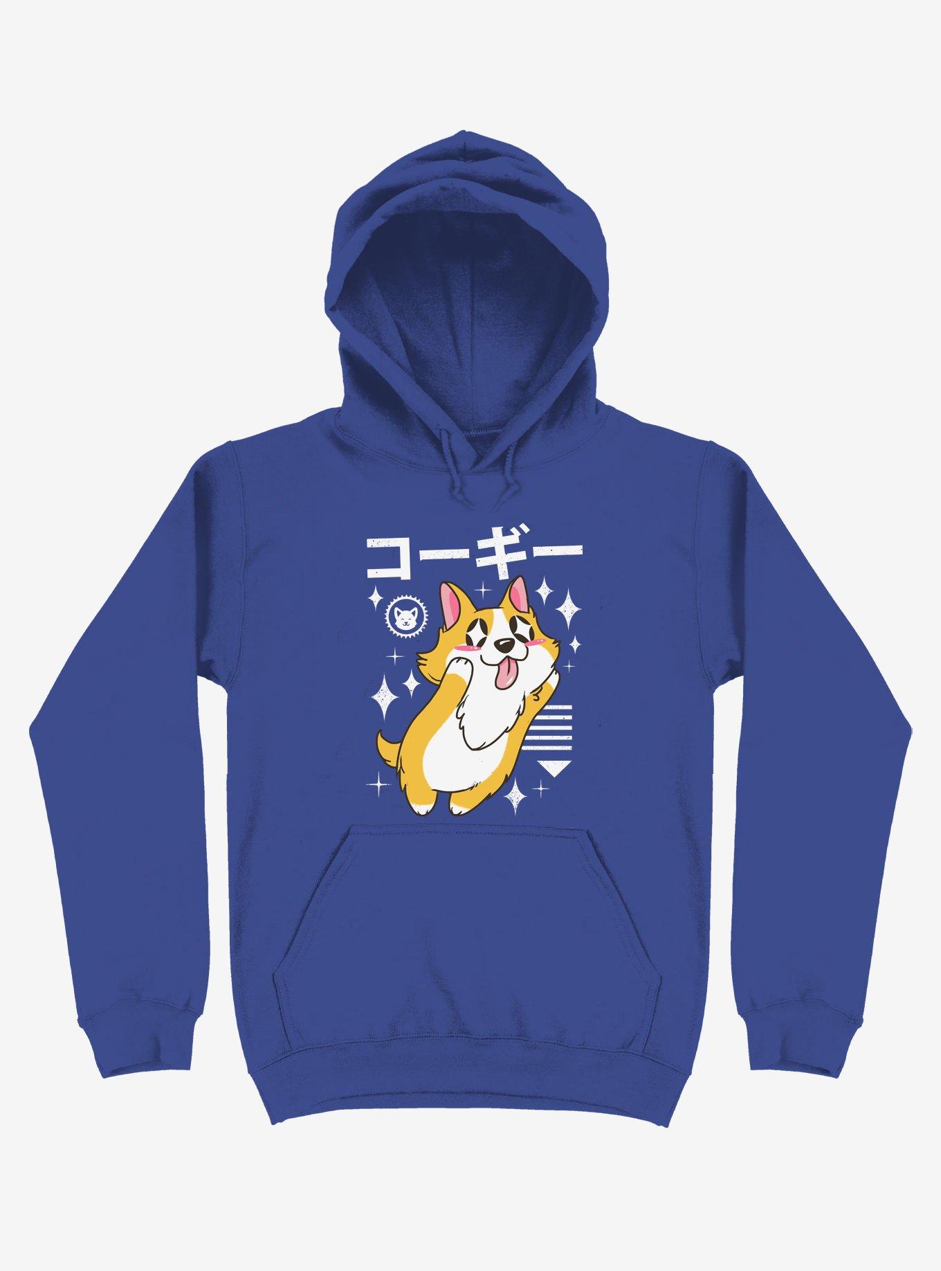 Kawaii Corgi Royal Blue Hoodie