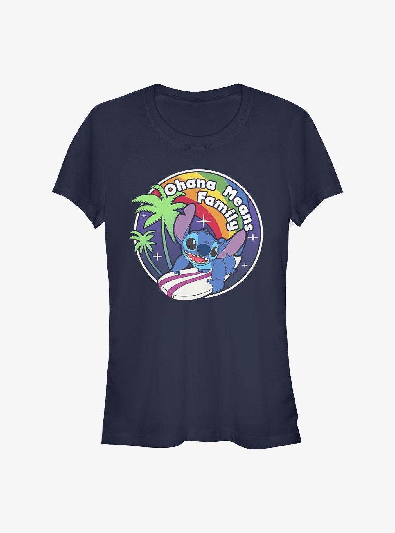 Disney Lilo Stitch Rainbow Ohana Means Family Girls T-Shirt T-Shirt | Aesthetic Graphic | High Demand Item