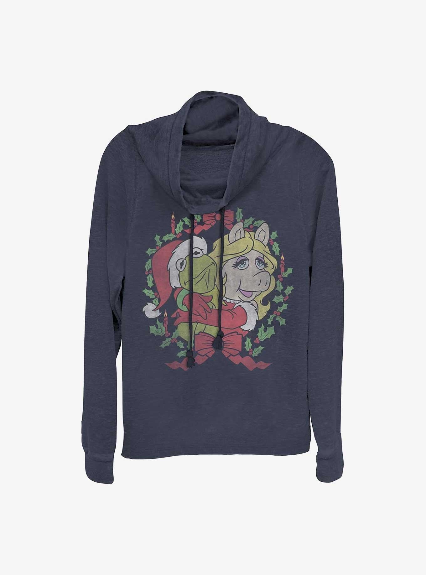 Disney The Muppets Kermy And Piggy Christmas Christmas Cowlneck Long-Sleeve Girls T-Shirt