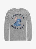 Disney Lilo Stitch I Don't Do Mornings Long-Sleeve T-Shirt T-Shirt | Top Trending Artwork | Perfect For Daily Wear