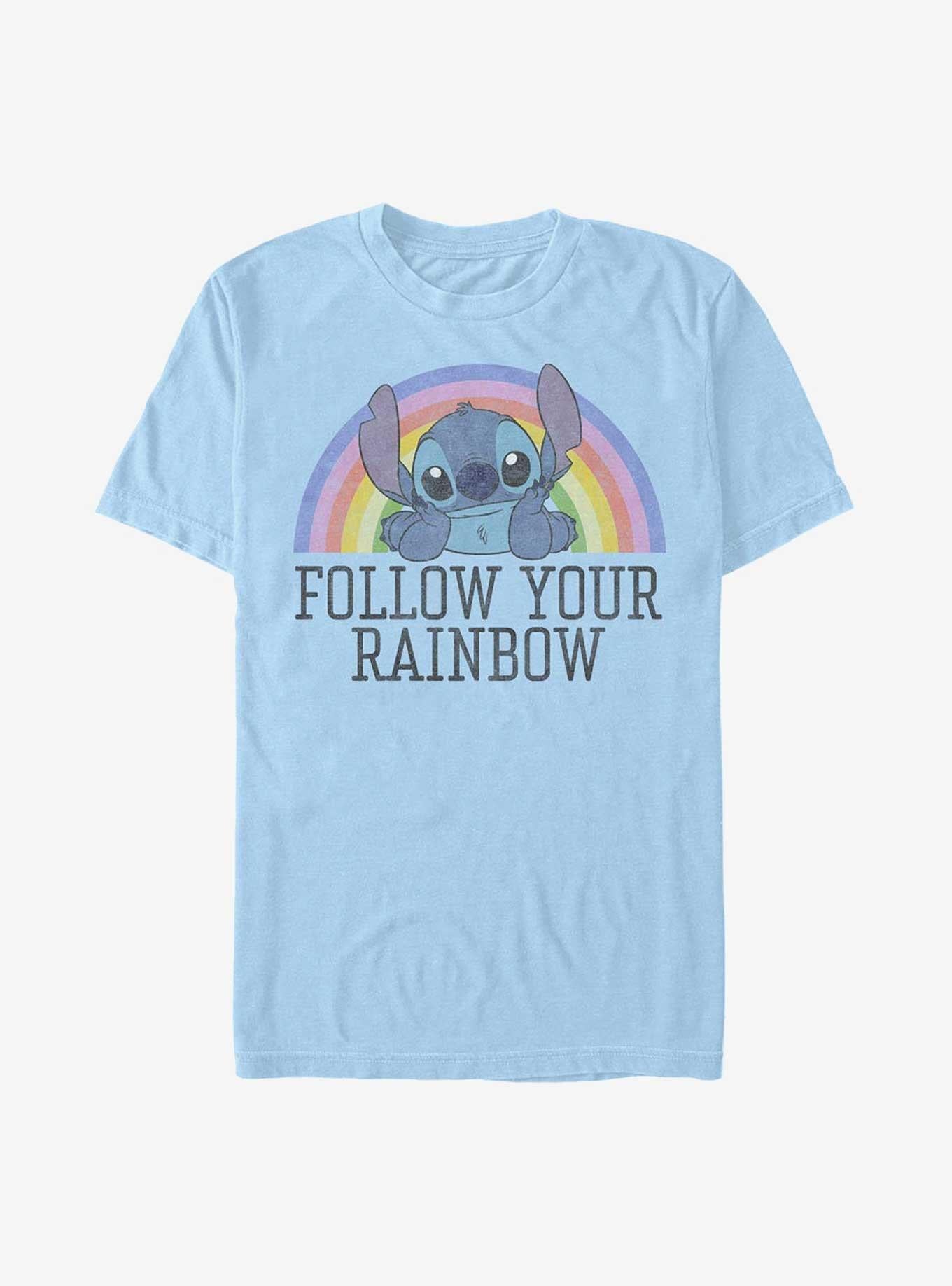 Disney Lilo Stitch Follow Your Rainbow T-Shirt T-Shirt | Trending Streetwear Style | Perfect For Daily Wear