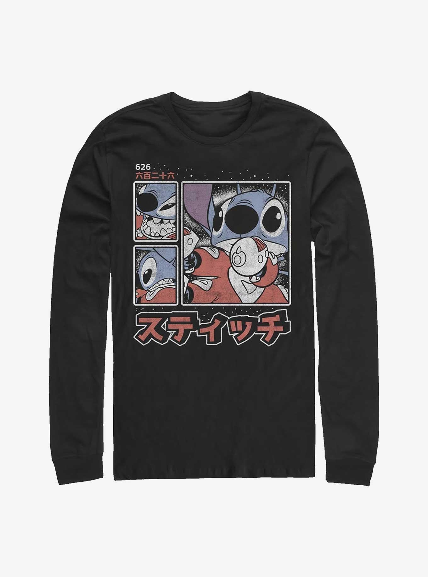 Disney Lilo Stitch Japanese Text Long-Sleeve T-Shirt T-Shirt | Vintage Graphic Vibe | High Demand Item