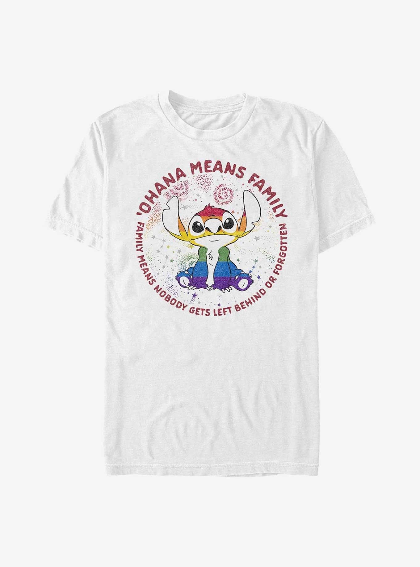 Disney Stitch Ohana Means Family Rainbow Pride T-Shirt T-Shirt | Bold Graphic Edition | Perfect For Daily Wear