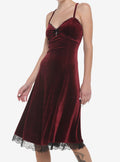 Burgundy Velvet Slip Midi Dress T-Shirt | Streetwear Vibe | Must-Have Style