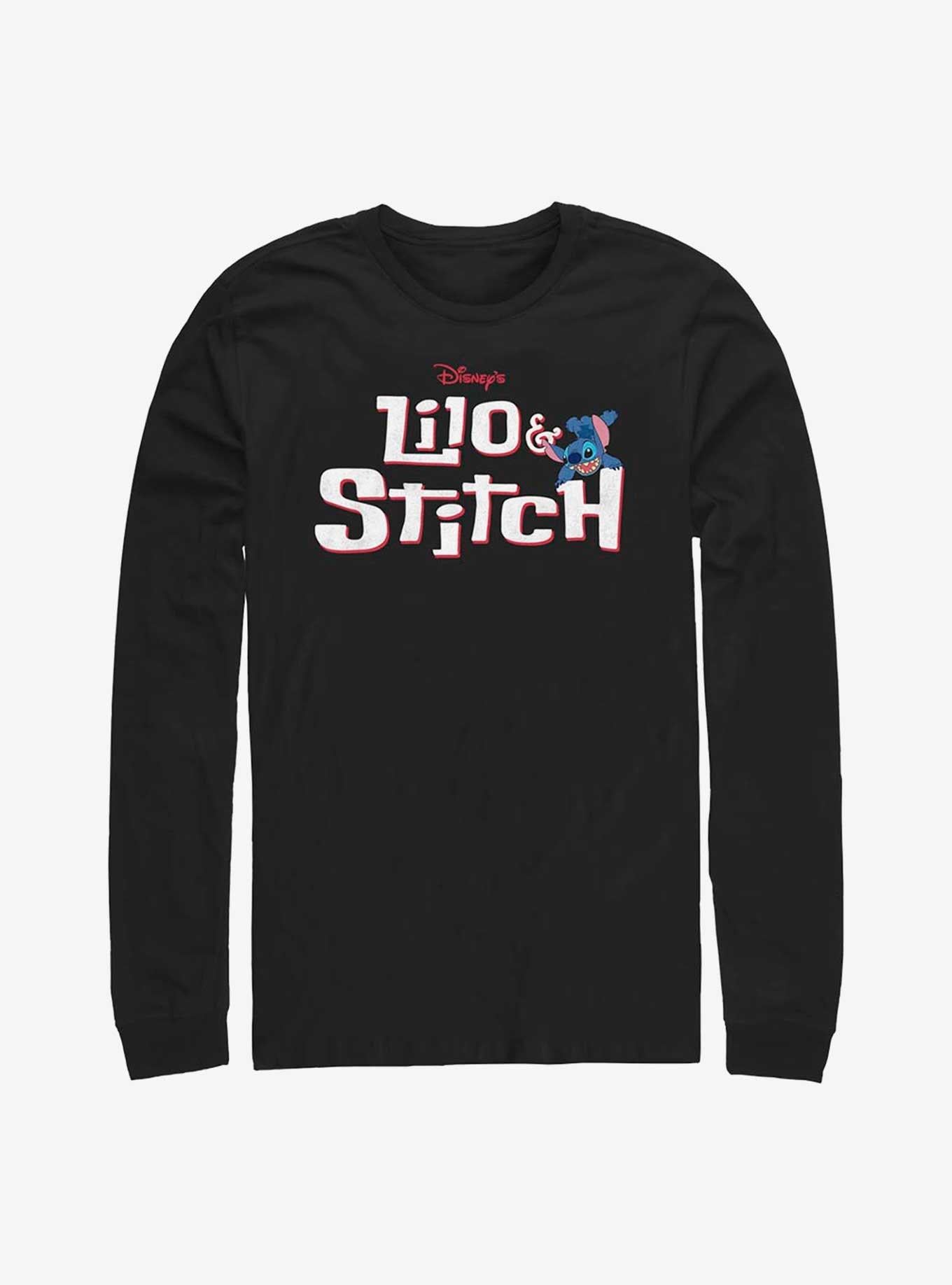 Disney Lilo Stitch Logo With Stitch Long Sleeve T-Shirt T-Shirt | Vintage Graphic Vibe | Top Pick For Fans