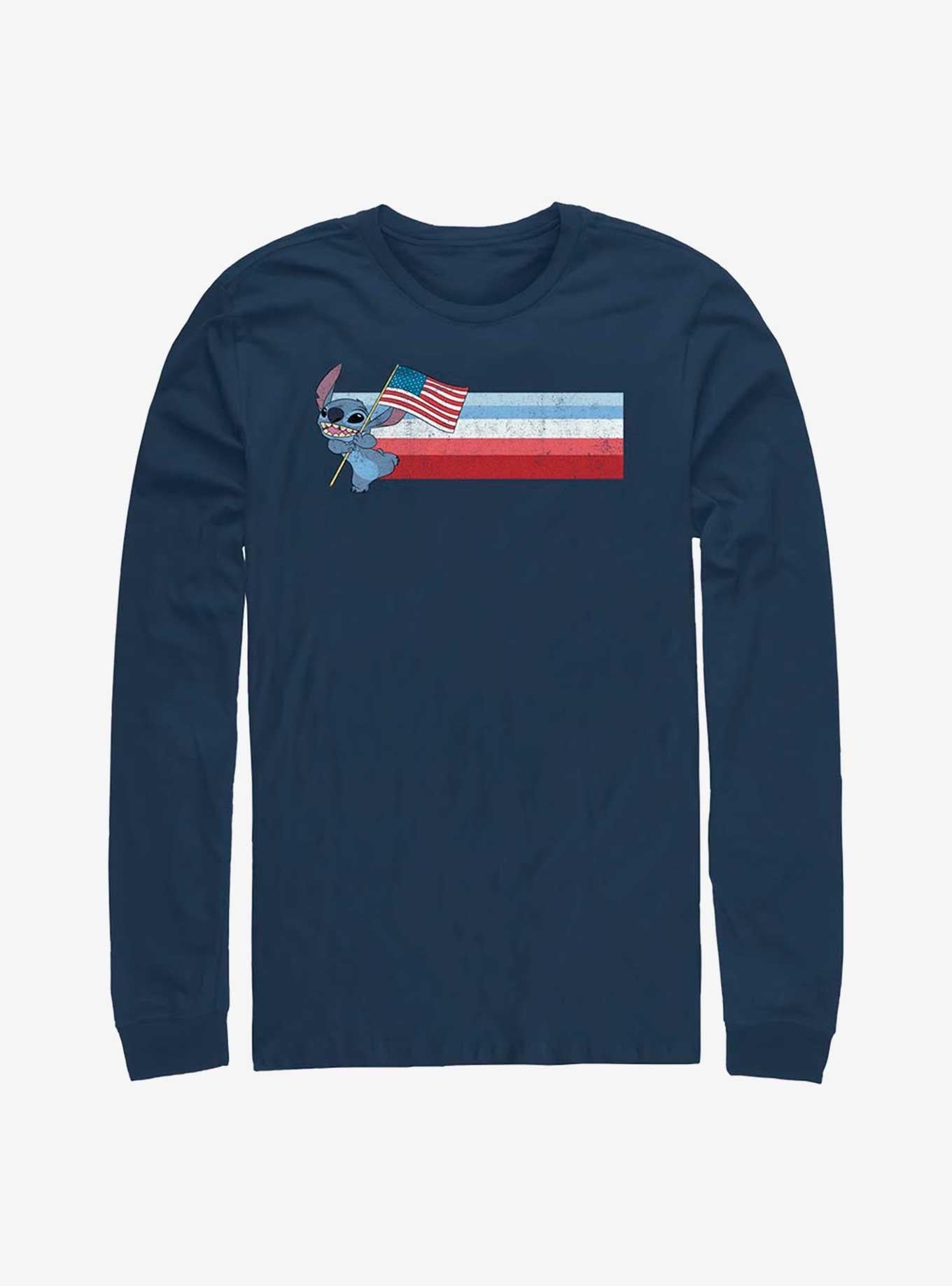 Disney Lilo Stitch Patriotic Stitch Long Sleeve T-Shirt T-Shirt | High-Quality Print | Great Gift Idea