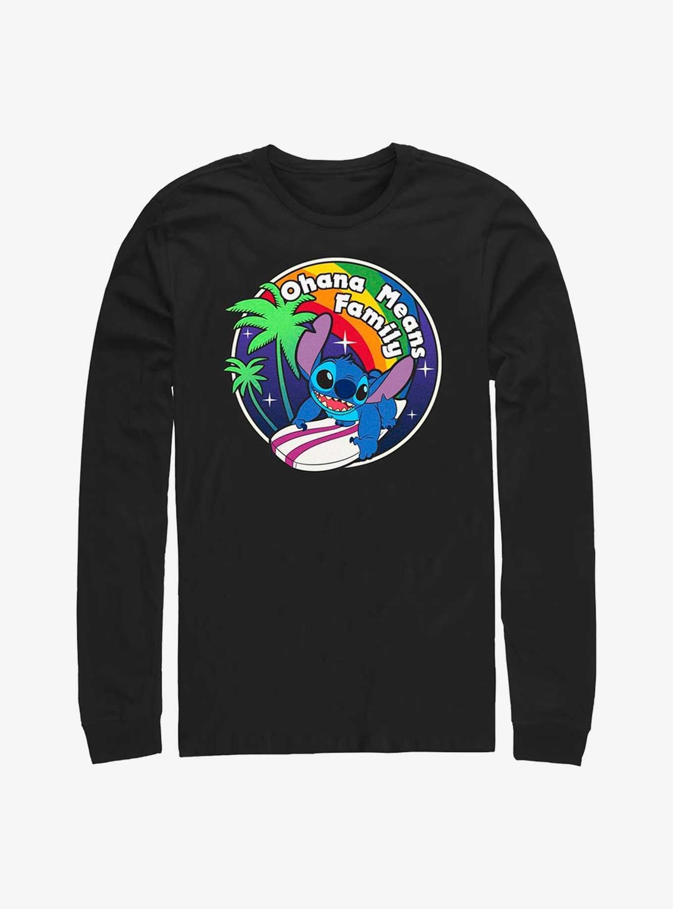 Disney Lilo Stitch Rainbow Ohana Long Sleeve T-Shirt T-Shirt | Streetwear Vibe | Top Pick For Fans