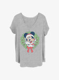 Disney Mickey Mouse Mickey Christmas Wreath Girls T-Shirt Plus Size