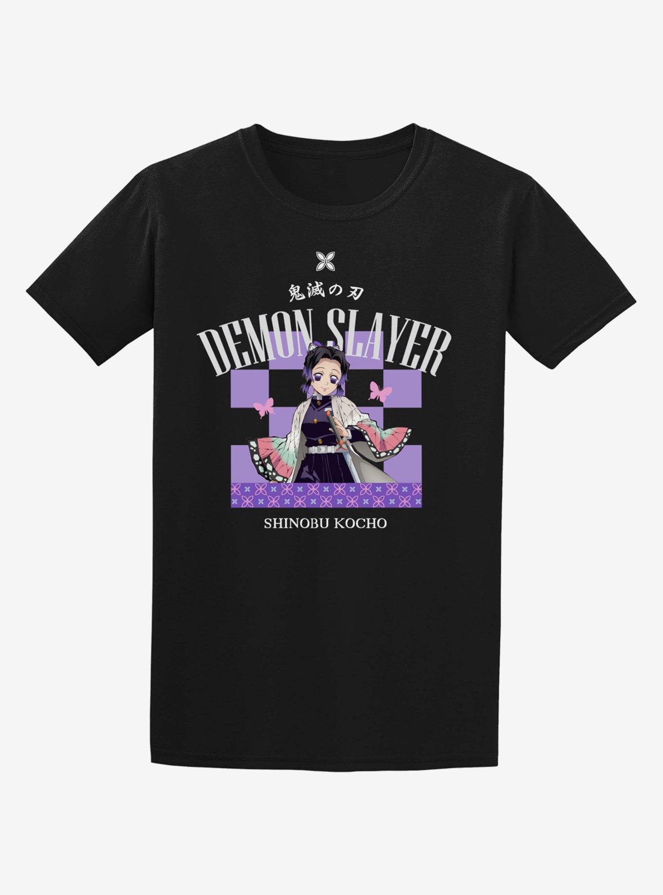 Demon Slayer: Kimetsu No Yaiba Shinobu Checkered Boyfriend Fit Girls T-Shirt