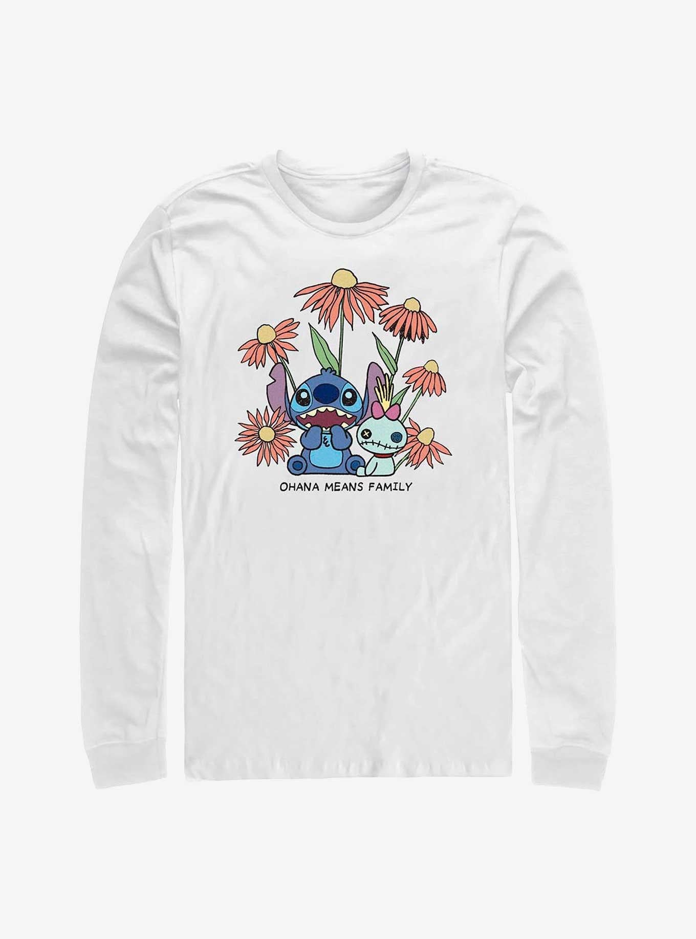 Disney Lilo Stitch Chibi Floral Long-Sleeve T-Shirt T-Shirt | Trending Streetwear Style | Must-Have Style