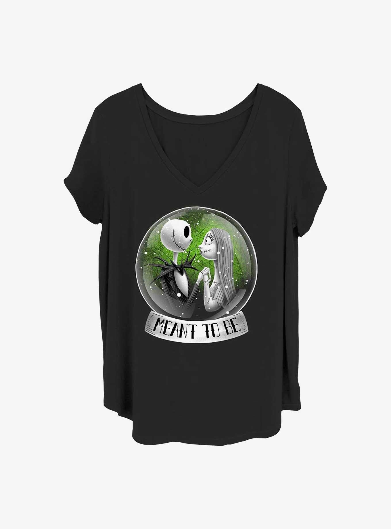 Disney The Nightmare Before Christmas Jack And Sally Snow Globe Girls T-shirt Plus Size | Trendy Graphic Tee | Casual Unisex T-shirt
