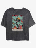 Disney The Nightmare Before Christmas Jack Pumpkin King Card Mineral Wash Girls Crop T-shirt | Trendy Graphic Tee | Casual Unisex T-shirt