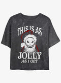 Disney The Nightmare Before Christmas Jolly Santa Jack Mineral Wash Girls Crop T-shirt | Trendy Graphic Tee | Casual Unisex T-shirt
