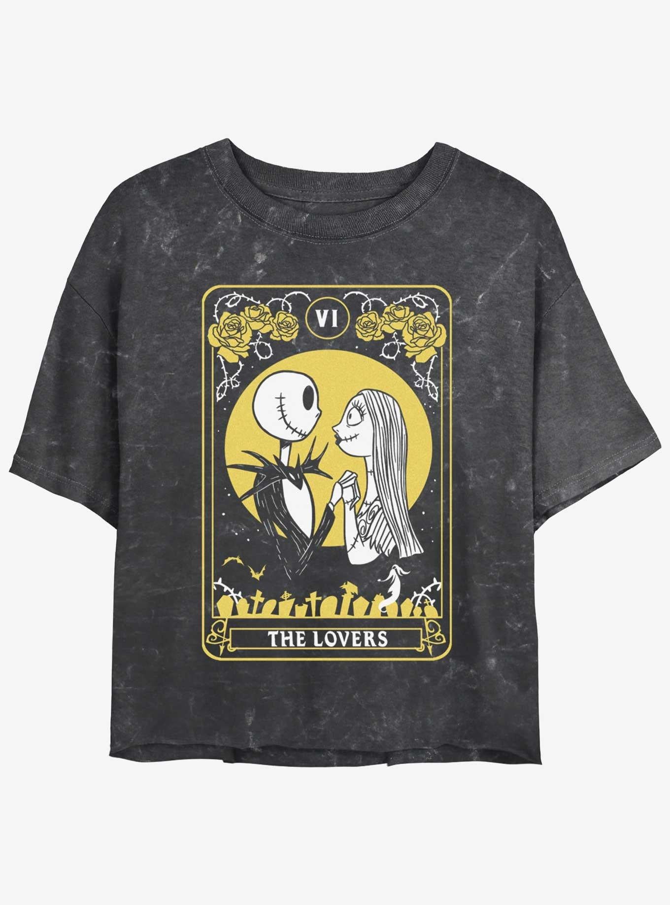 The Nightmare Before Christmas Jack Sally The Lovers Tarot Mineral Wash Girls Crop T-Shirt T-Shirt | Exclusive Edition | Perfect For Daily Wear