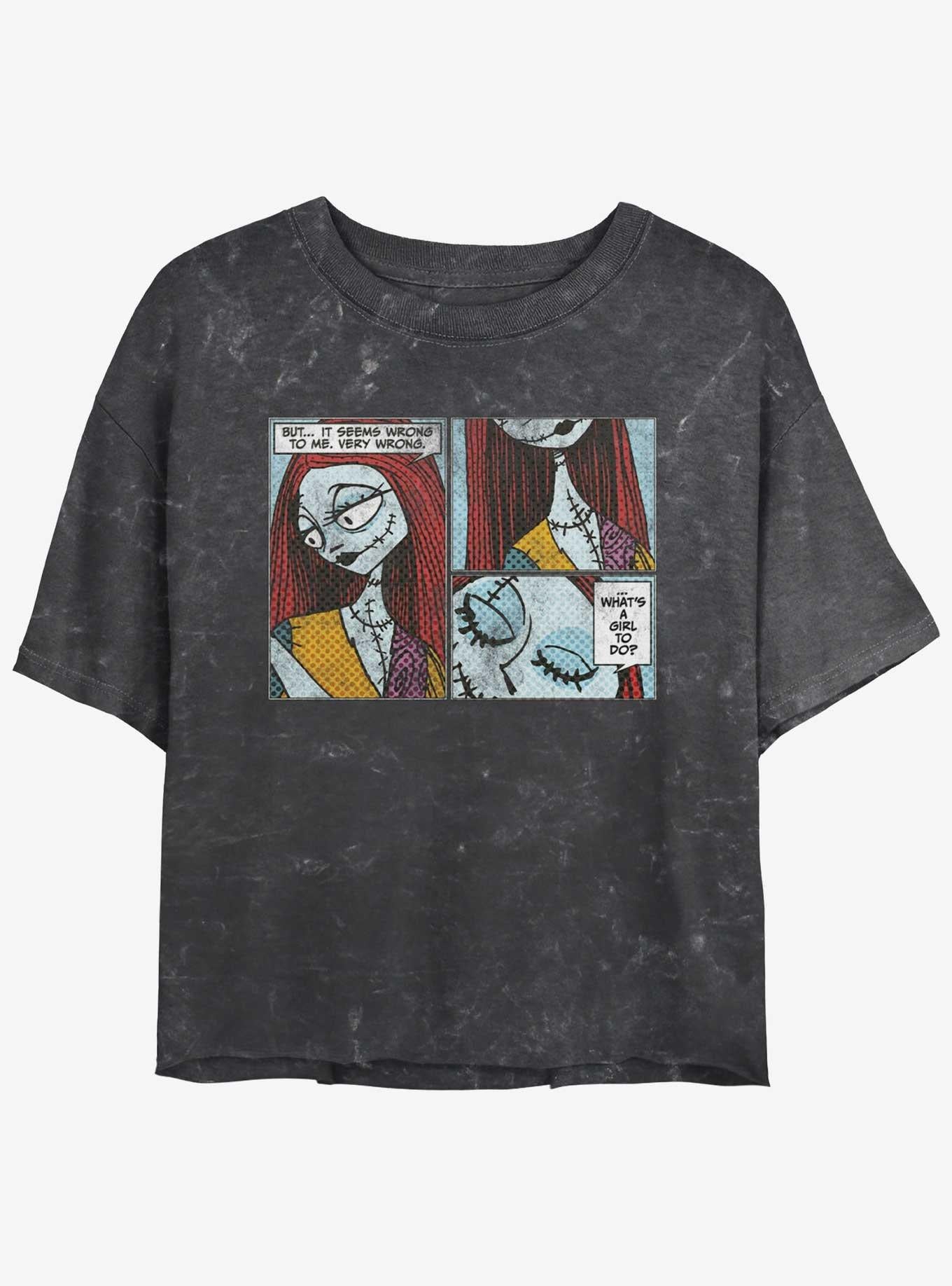 The Nightmare Before Christmas Sally Comic Mineral Wash Girls Crop T-shirt | Trendy Graphic Tee | Casual Unisex T-shirt