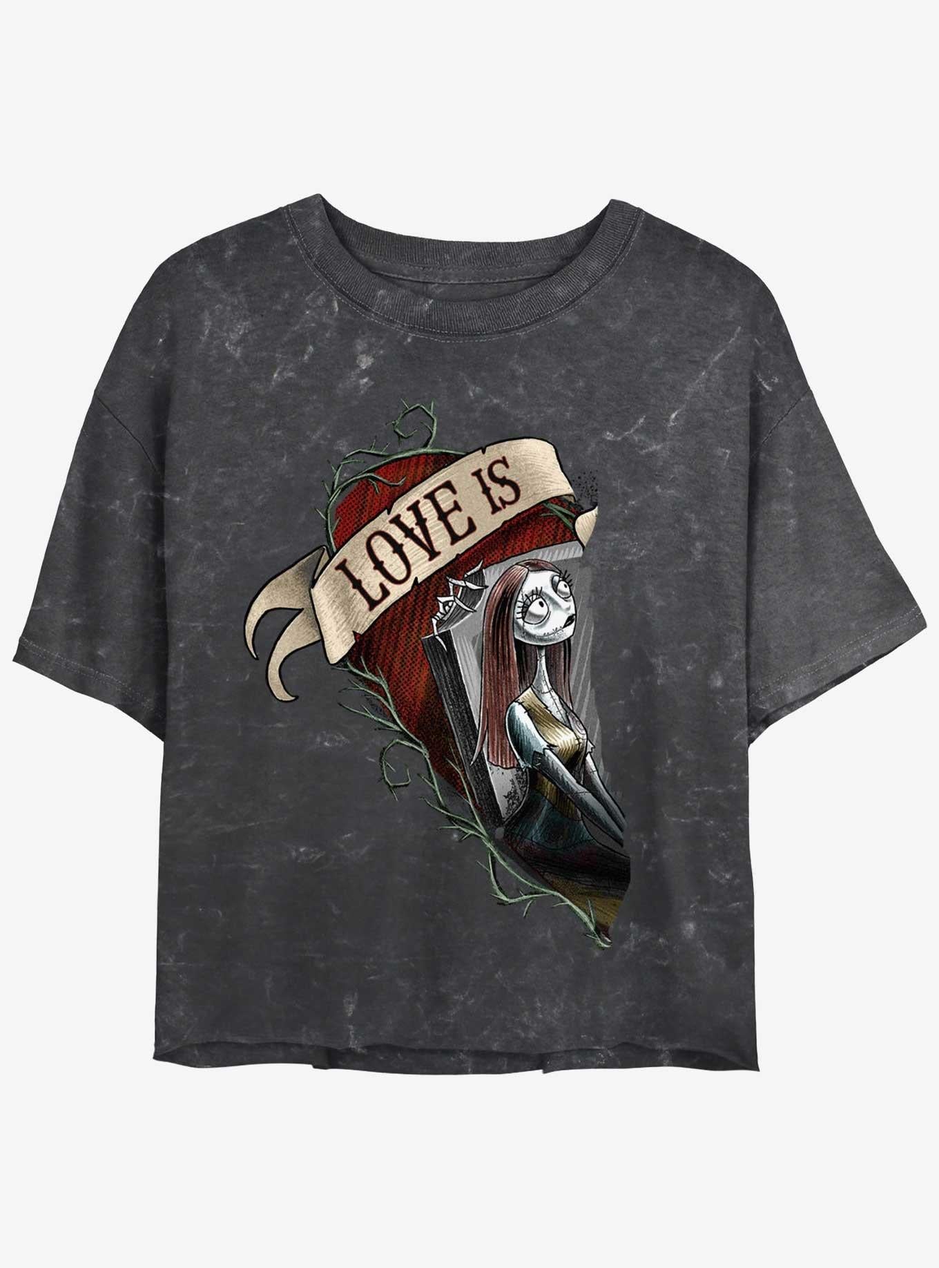 Disney The Nightmare Before Christmas Sally Loves Mineral Wash Girls Crop T-Shirt