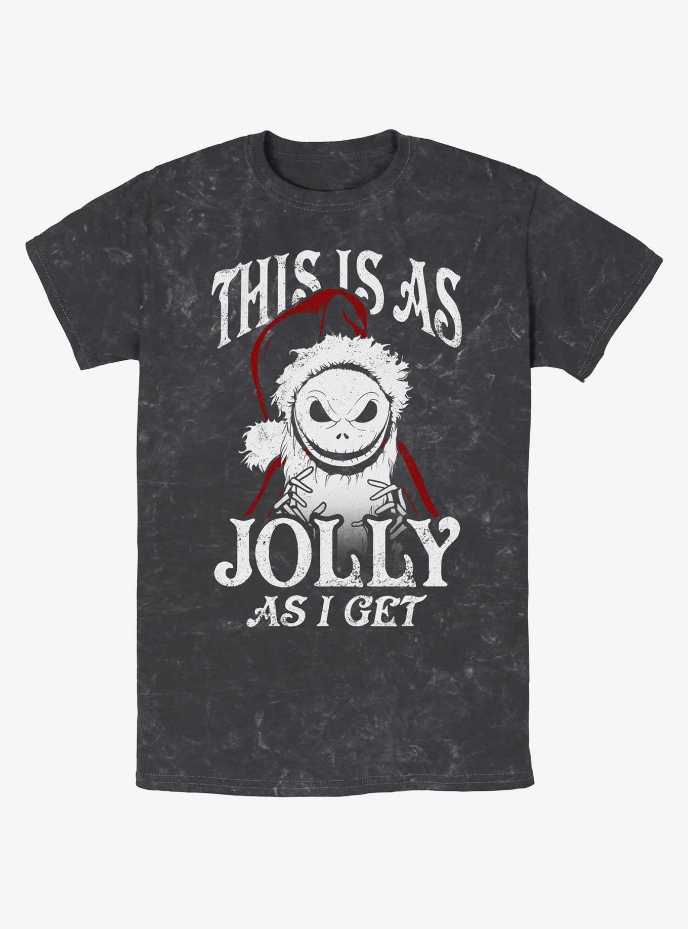 Disney The Nightmare Before Christmas Jolly Santa Jack Mineral Wash T-shirt | Trendy Graphic Tee | Casual Unisex T-shirt