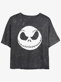 Disney The Nightmare Before Christmas Big Face Jack Mineral Wash Girls Crop T-Shirt T-Shirt | Aesthetic Graphic | Great Gift Idea