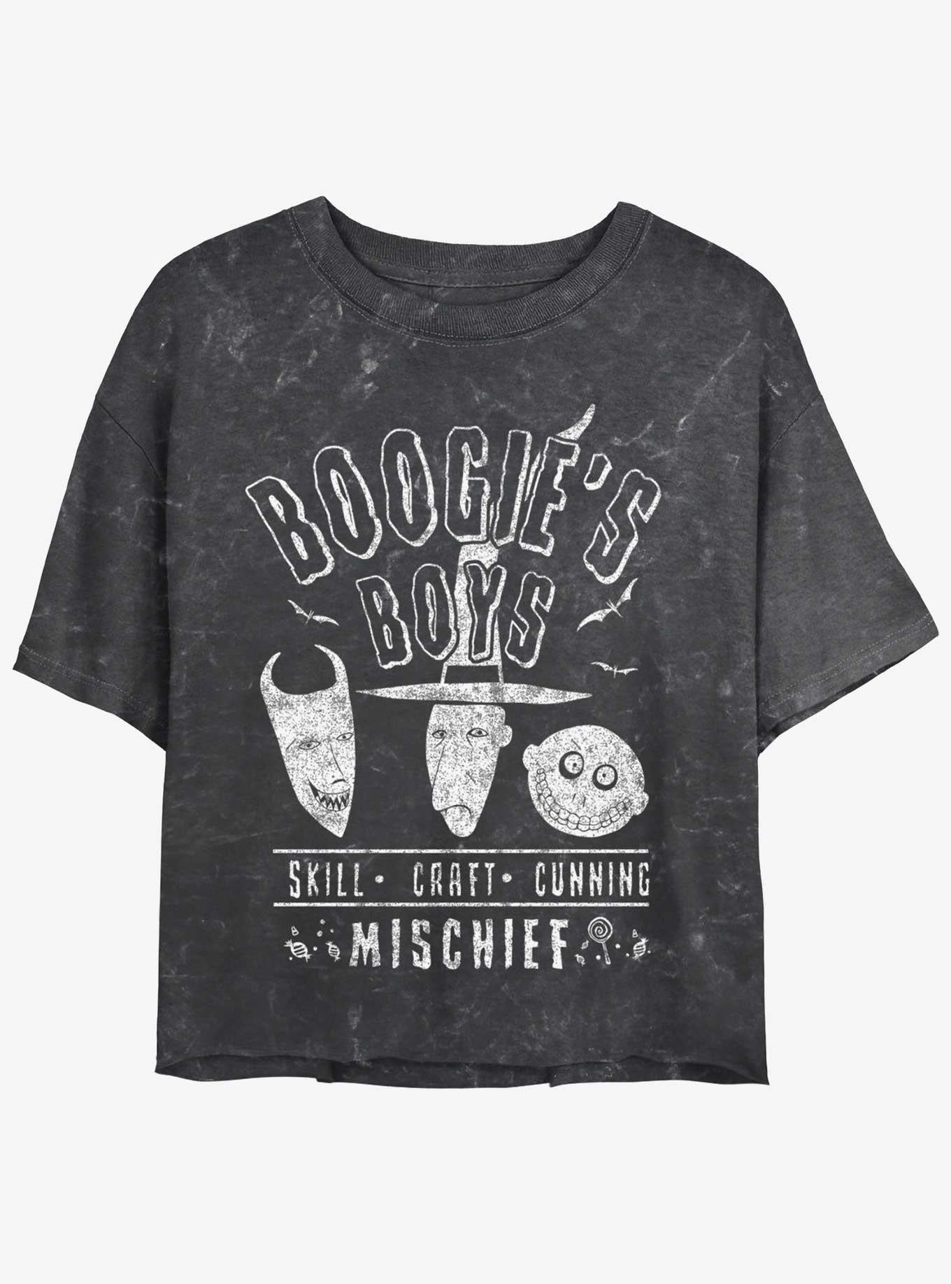 The Nightmare Before Christmas Boogie's Boys Mineral Wash Girls Crop T-shirt | Trendy Graphic Tee | Casual Unisex T-shirt