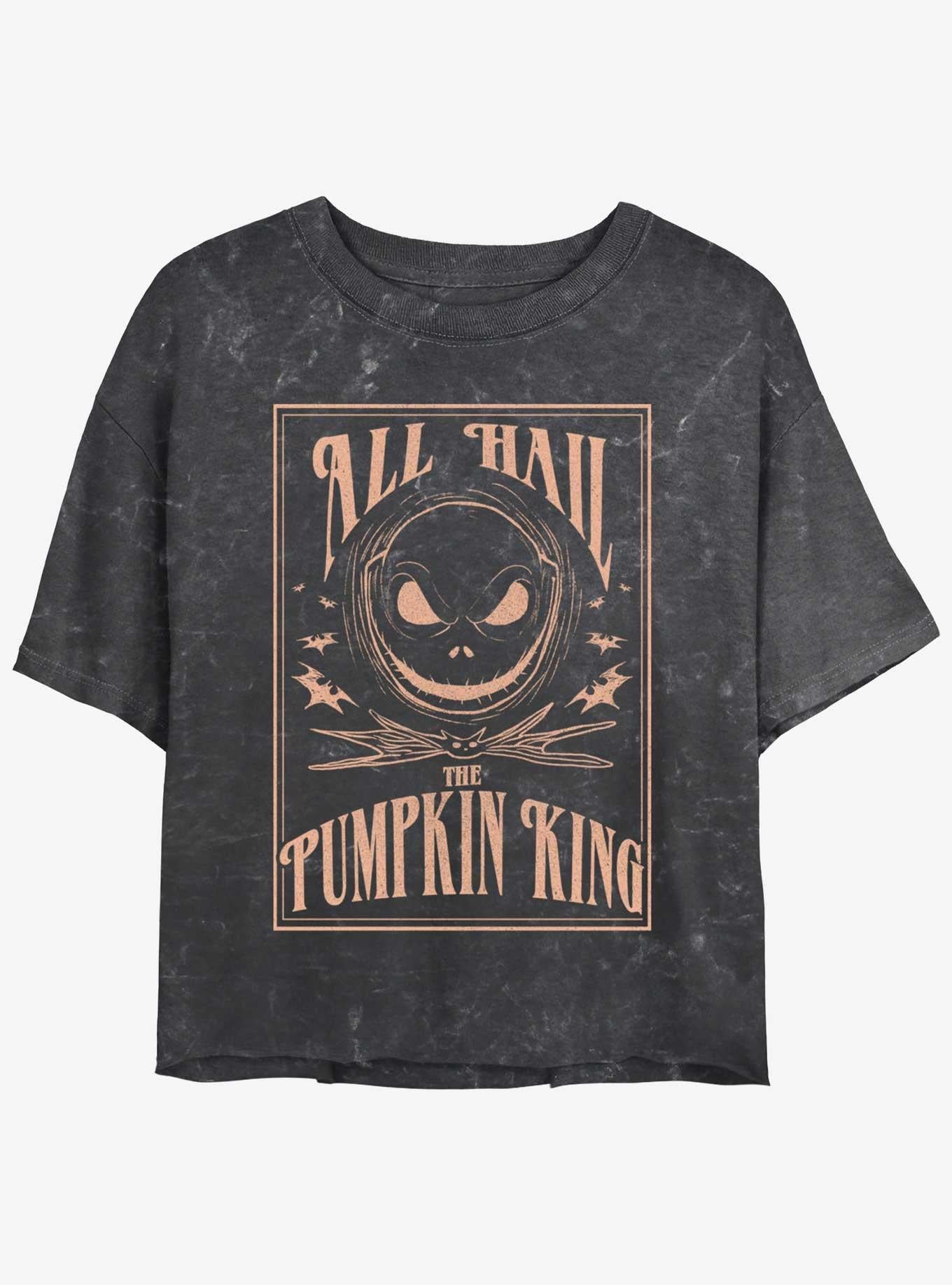 Disney The Nightmare Before Christmas Hail Jack The Pumpkin King Mineral Wash Girls Crop T-Shirt