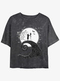 Disney The Nightmare Before Christmas Jack And Sally Meant To Be Mineral Wash Girls Crop T-shirt | Trendy Graphic Tee | Casual Unisex T-shirt
