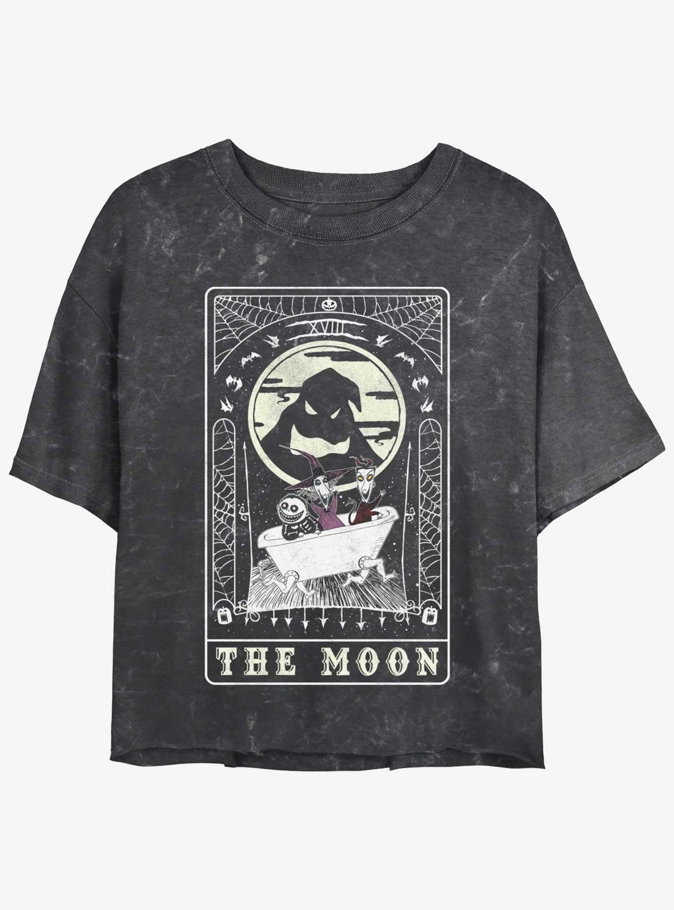 The Nightmare Before Christmas Oogie Boogie The Moon Tarot Card Mineral Wash Girls Crop T-Shirt