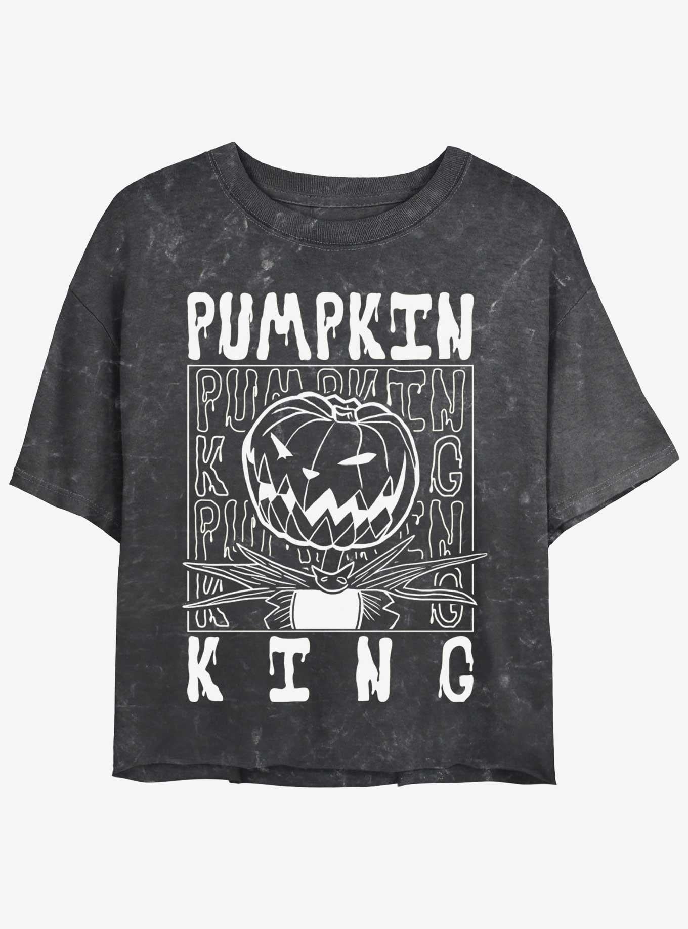 Disney The Nightmare Before Christmas Jack Pumpkin King Mineral Wash Girls Crop T-shirt | Trendy Graphic Tee | Casual Unisex T-shirt