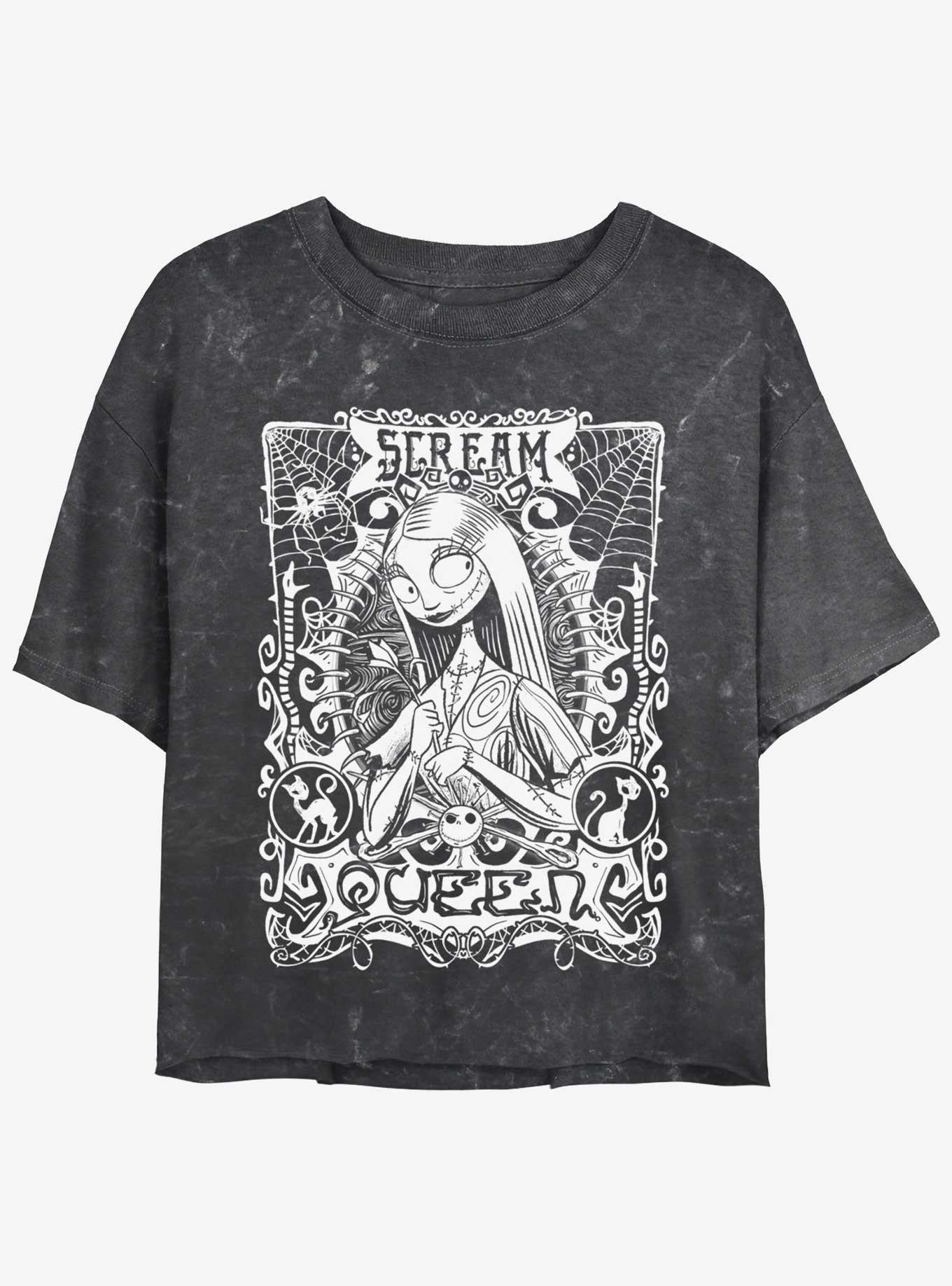Disney The Nightmare Before Christmas Sally Scream Queen Mineral Wash Girls Crop T-Shirt T-Shirt | Best-Selling Artwork | Must-Have Style