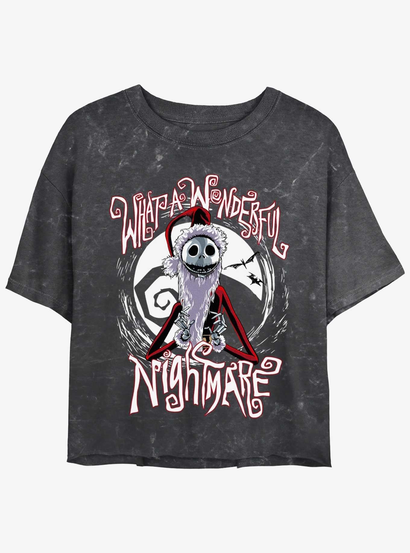 Disney The Nightmare Before Christmas Santa Jack Wonderful Nightmare Mineral Wash Girls Crop T-Shirt T-Shirt | Premium Graphic | Perfect For Daily Wear