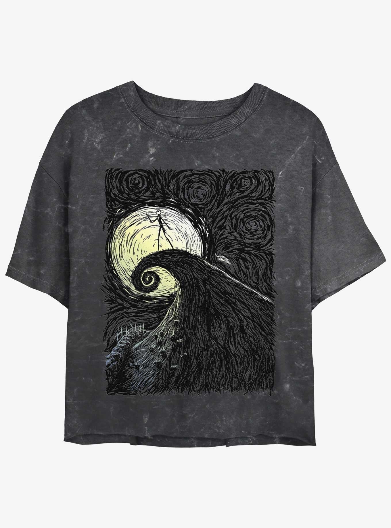 Disney The Nightmare Before Christmas Jack On Spiral Hill Mineral Wash Girls Crop T-Shirt T-Shirt | Best-Selling Artwork | Must-Have Style