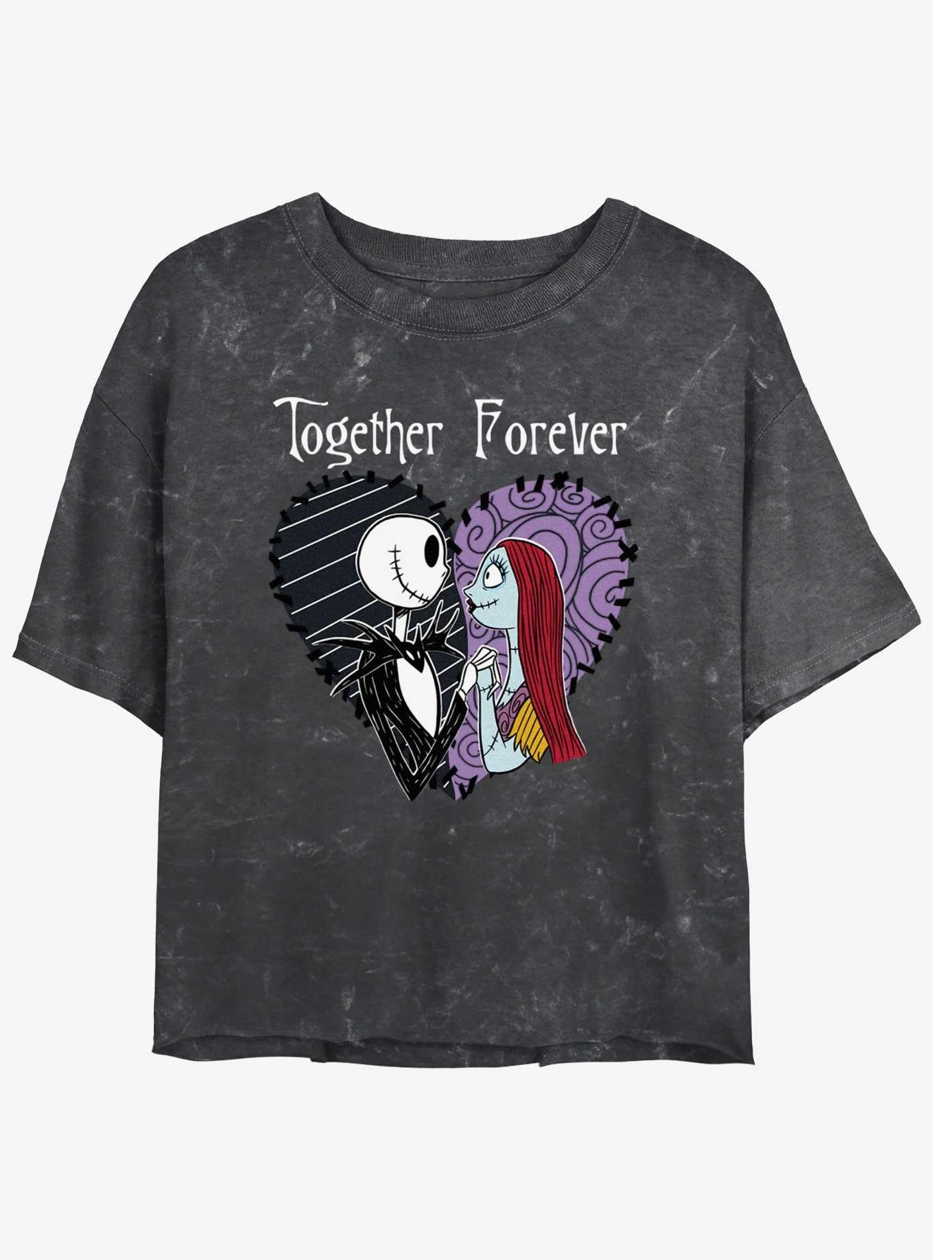 Disney The Nightmare Before Christmas Jack and Sally Together Forever Mineral Wash Girls Crop T-Shirt T-Shirt | High-Quality Print | Perfect For Daily Wear