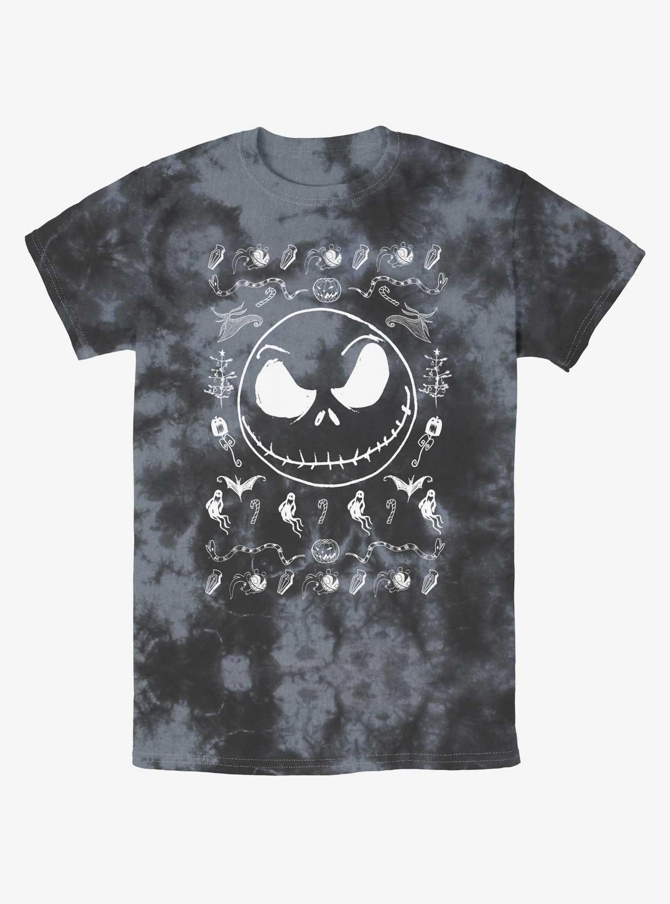 Disney The Nightmare Before Christmas Jack Spooky Icons Tie-dye T-shirt | Trendy Graphic Tee | Casual Unisex T-shirt