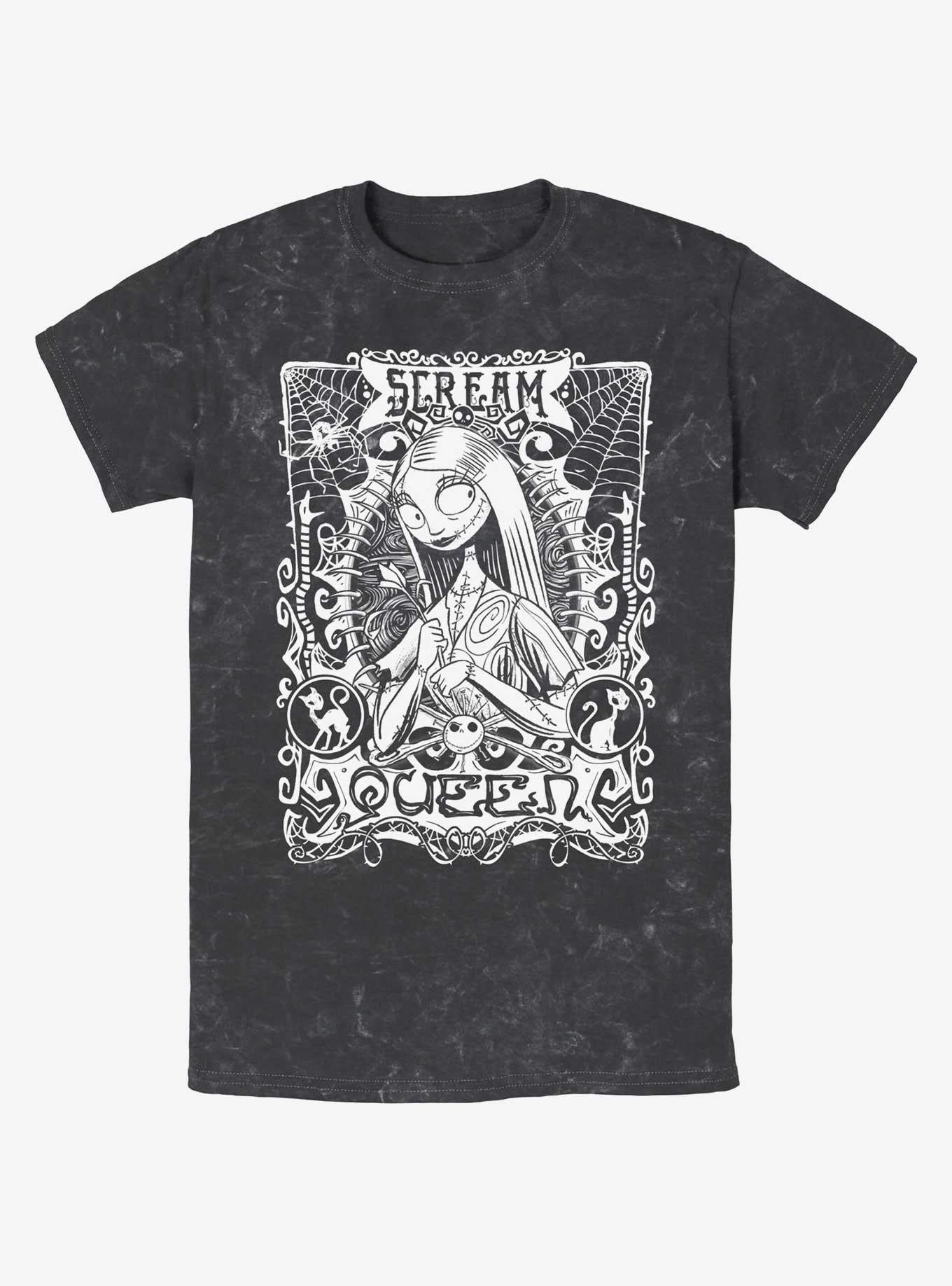 Disney The Nightmare Before Christmas Sally Scream Queen Mineral Wash T-Shirt T-Shirt | Aesthetic Graphic | Top Pick For Fans