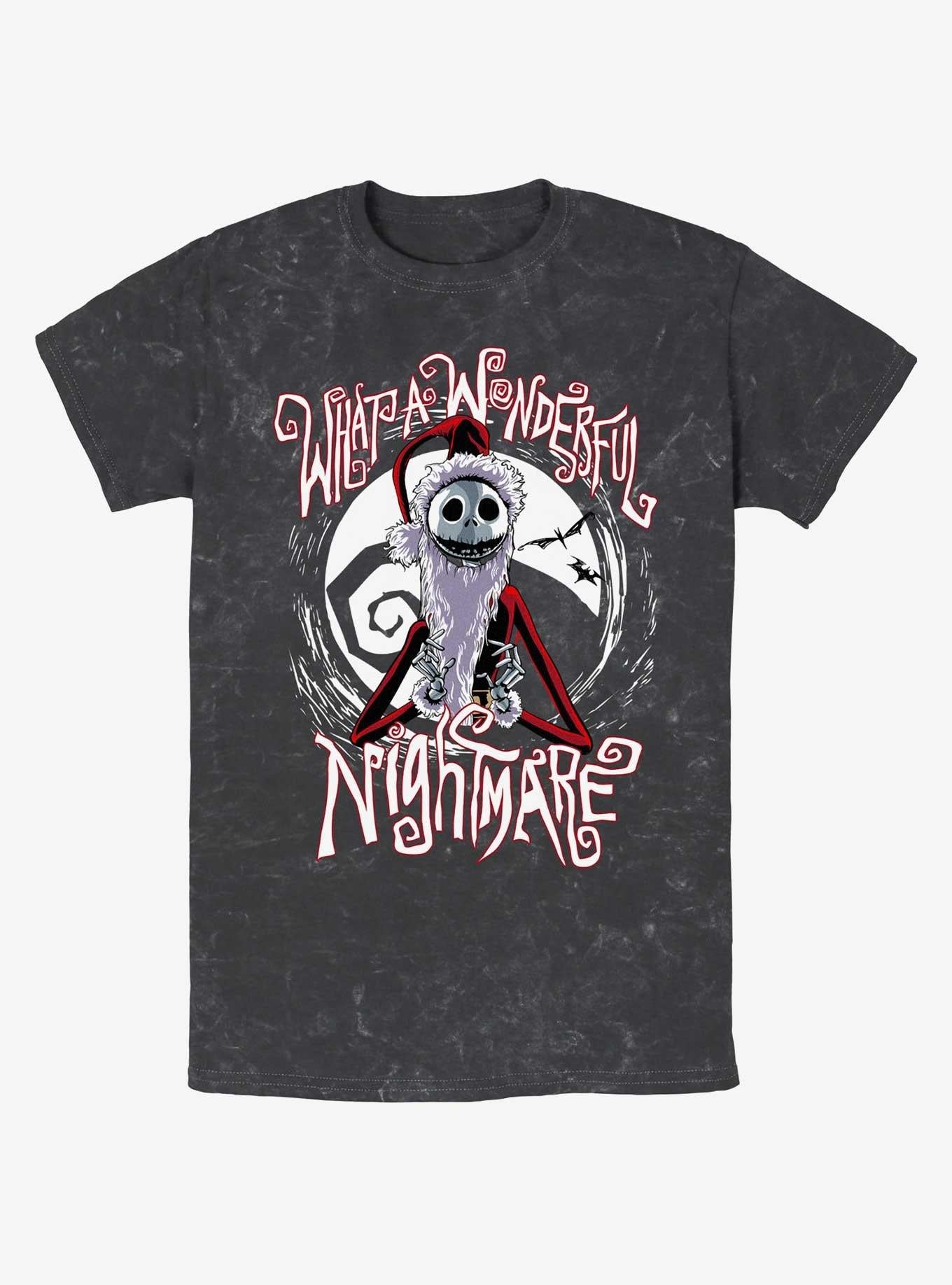 Disney The Nightmare Before Christmas Santa Jack Wonderful Nightmare Mineral Wash T-shirt | Trendy Graphic Tee | Casual Unisex T-shirt